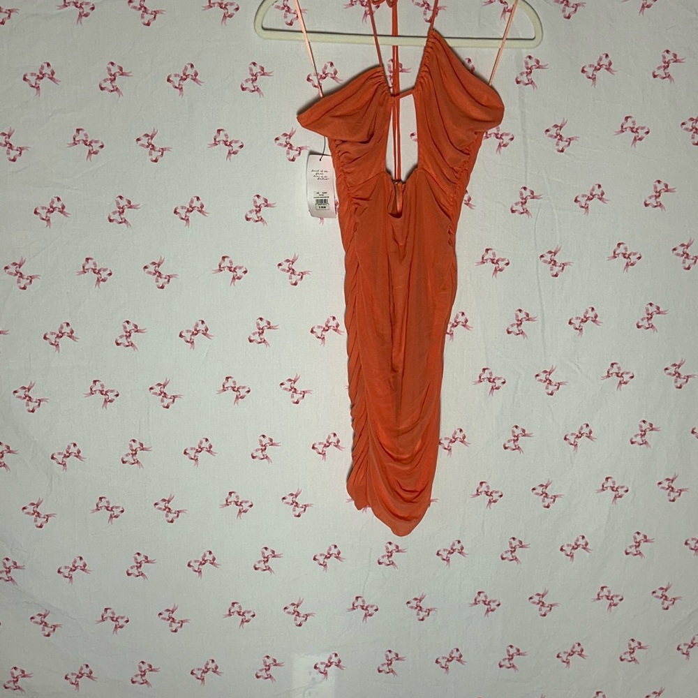 American Threads Vibrant Orange Backless Dress